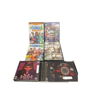 Lot Vintage Computer PC Game Lot Diablo Sims Heroes V Untested